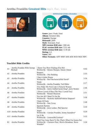 Aretha Franklin Greatest Hits Mp3, Flac, Wma