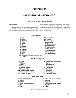 Chapter 15 Navigational Astronomy