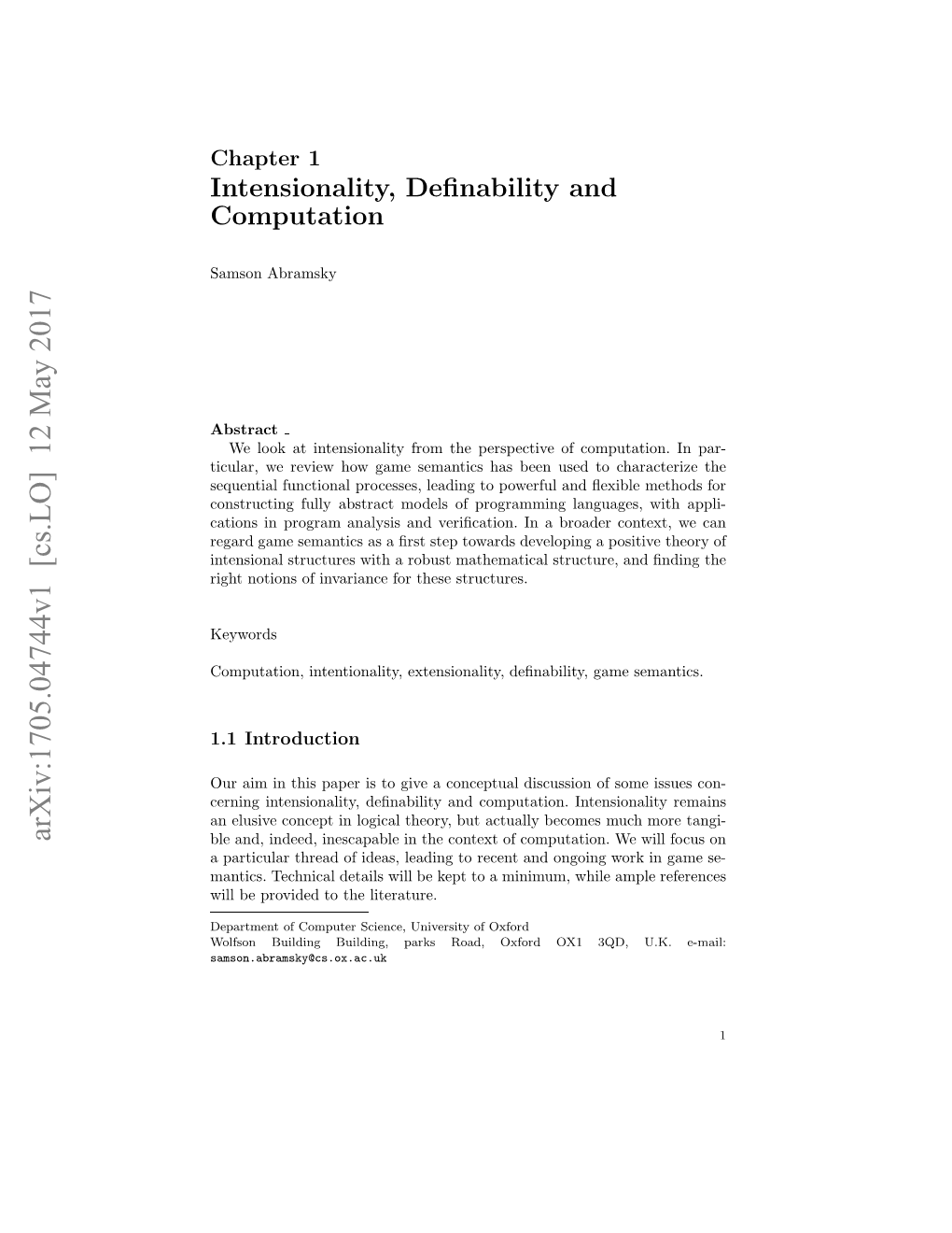 Intensionality, Definability and Computation