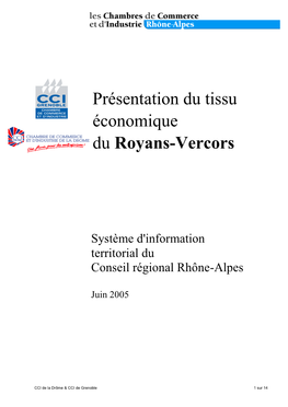 Présentation Du Tissu Économique Du Royans-Vercors
