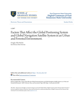 Factors That Affect the Global Positioning System and Global Navigation Satellite System in an Urban and Forested Environment