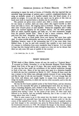 Typhoid Mary," Occurred on Friday, November 11, at the Riverside Hospital, North Brother Island, New York, at the Age of 70 Years