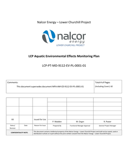 Nalcor Energy – Lower Churchill Project LCP Aquatic Environmental