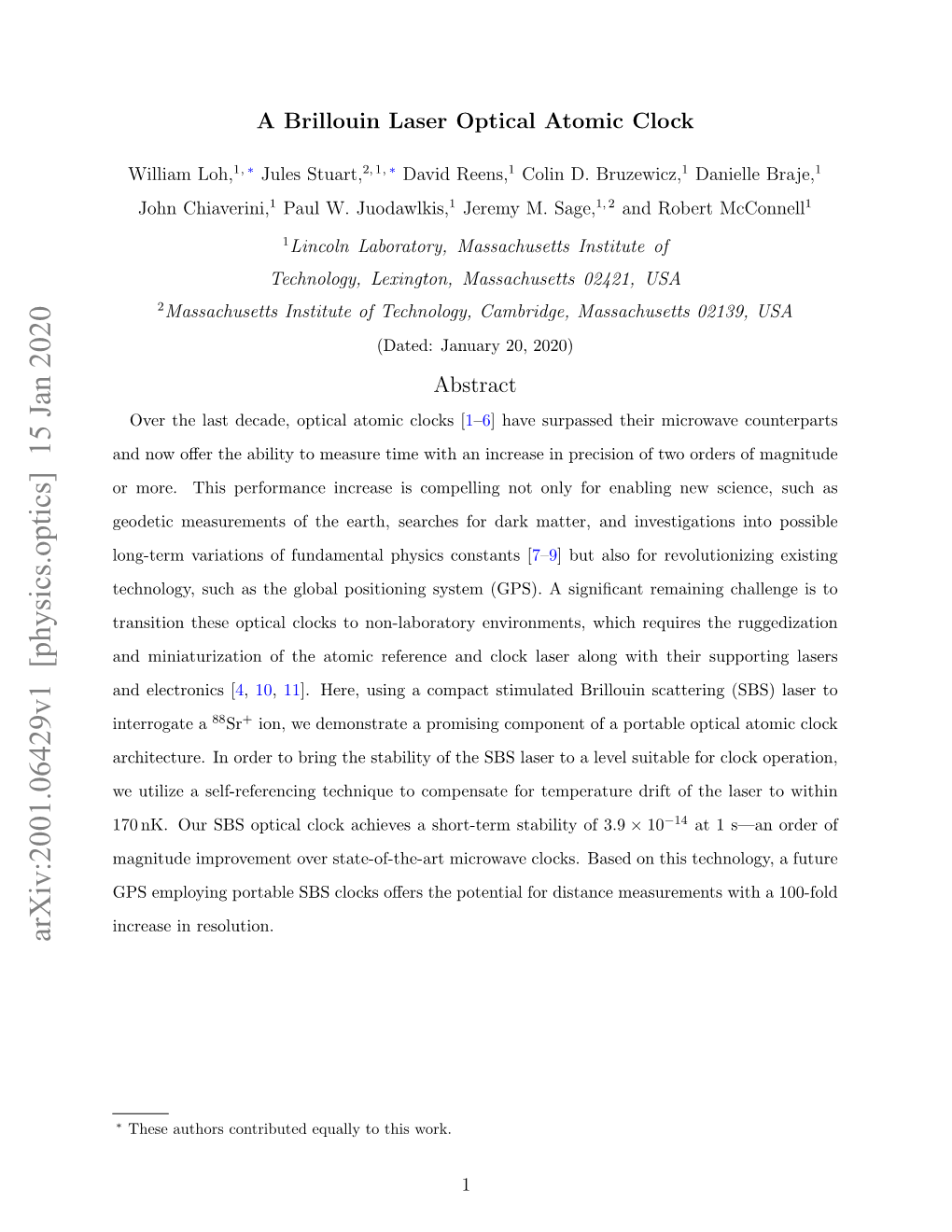 Arxiv:2001.06429V1 [Physics.Optics] 15 Jan 2020