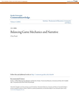 Balancing Game Mechanics and Narrative Chris Pruett