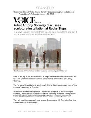 Cummings, Sinead. “Artist Antony Gormley Discusses Sculpture Installation at Rocky Steps.” Phillyvoice. January 24, 2019. L