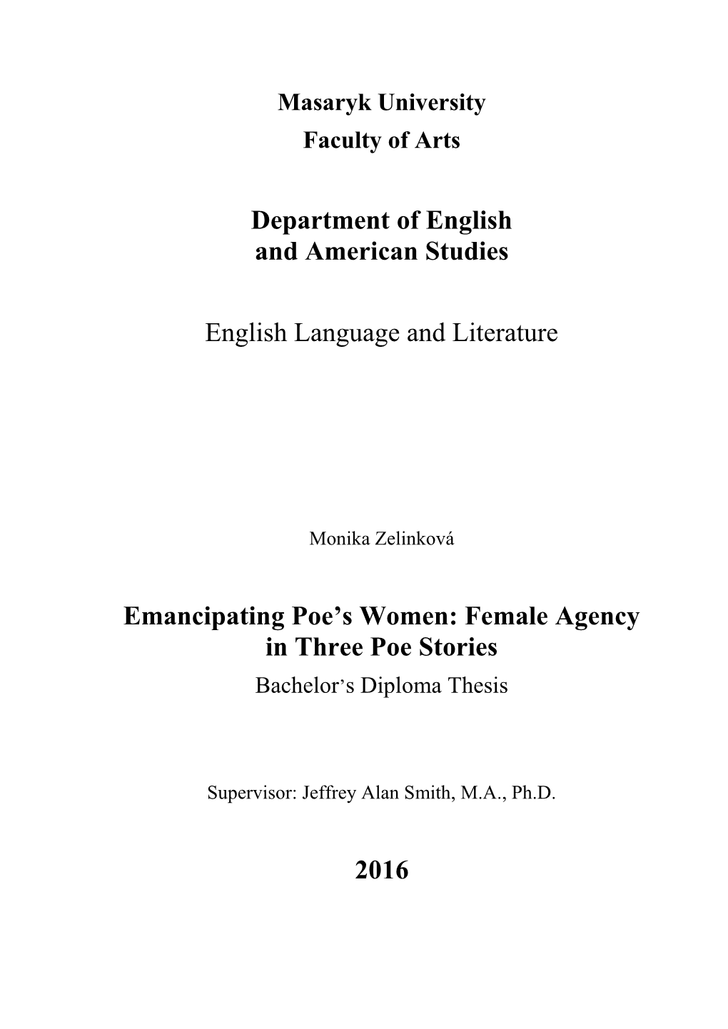 Department of English and American Studies English Language And