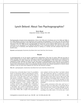 Lynch Debord: About Two Psychogeographies1