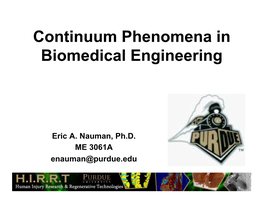 Continuum Phenomena in Biomedical Engineering