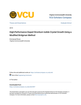 High-Performance Doped Strontium Iodide Crystal Growth Using a Modified Bridgman Method