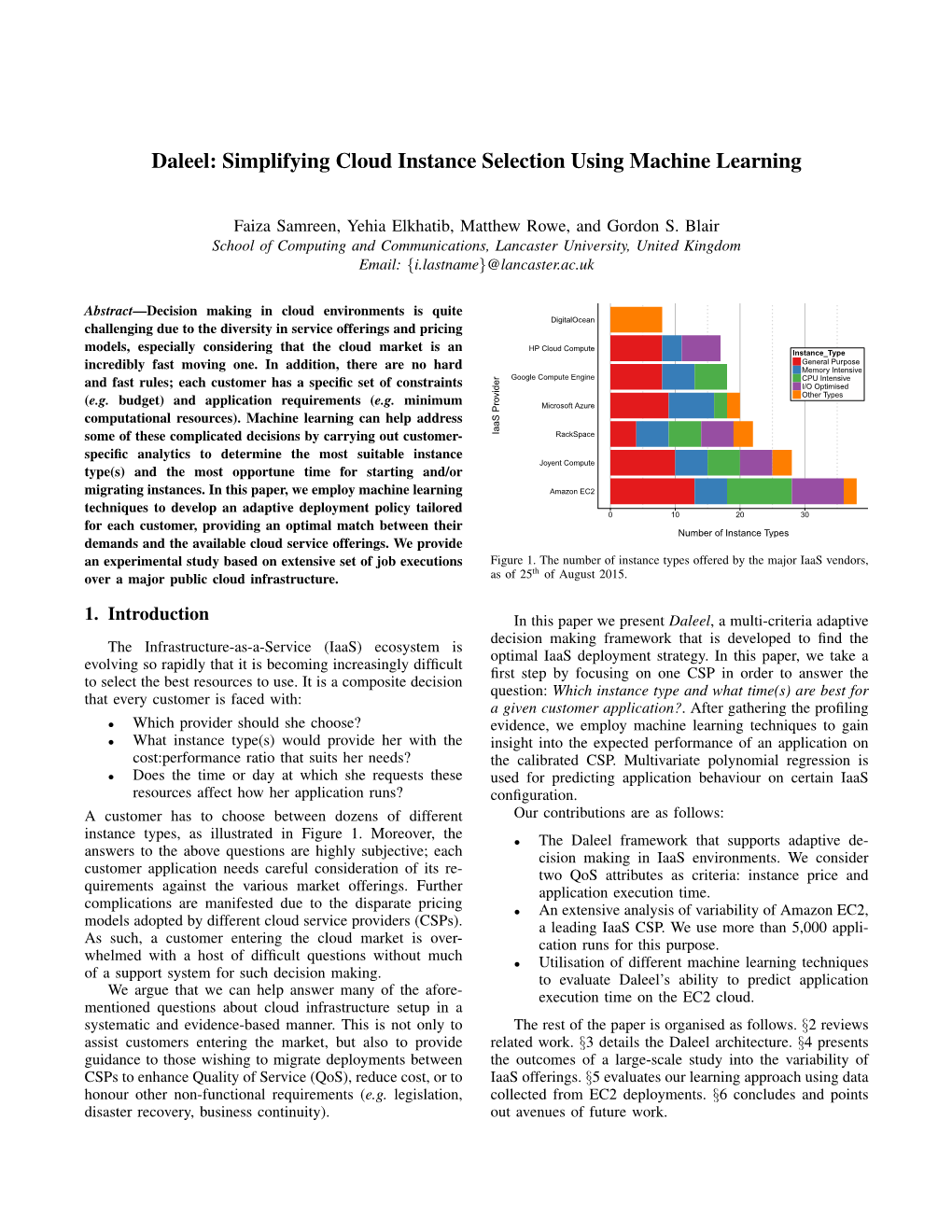 Simplifying Cloud Instance Selection Using Machine Learning