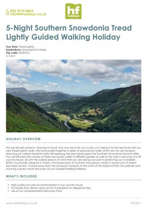 5-Night Southern Snowdonia Tread Lightly Guided Walking Holiday