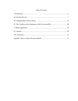Table of Contents I. Introduction
