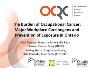 The Burden of Occupational Cancer: Major Workplace Carcinogens and Prevention of Exposure in Ontario