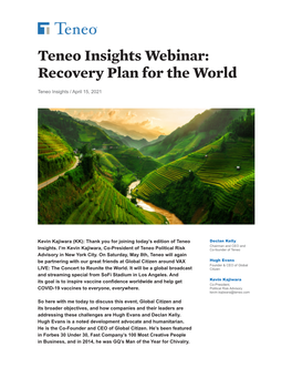 Teneo Insights Webinar: Recovery Plan for the World