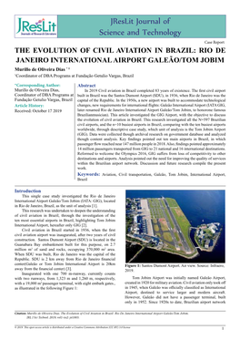 The Evolution of Civil Aviation in Brazil: Rio De Janeiro International Airport
