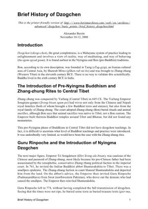 Brief History of Dzogchen
