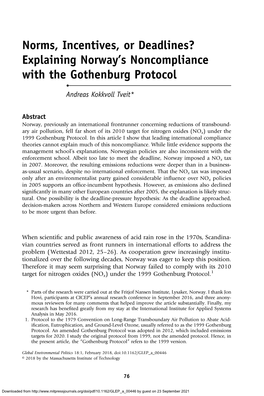 Explaining Norway's Noncompliance with the Gothenburg Protocol