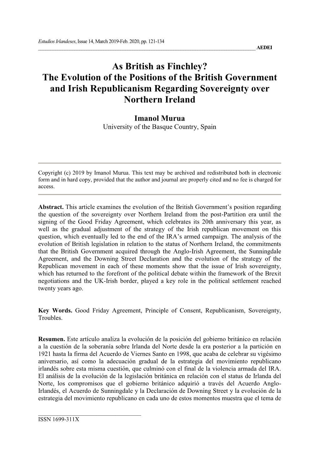 The Evolution of the Positions of the British Government and Irish Republicanism Regarding Sovereignty Over Northern Ireland