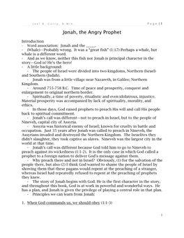Jonah, the Angry Prophet