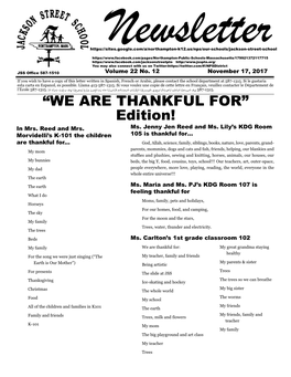 WE ARE THANKFUL FOR” Edition! in Mrs