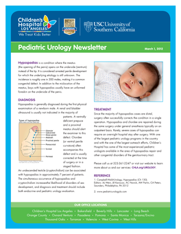 Pediatric Urology Newsletter March 1, 2012