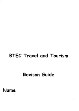 BTEC Travel and Tourism Revison Guide Name