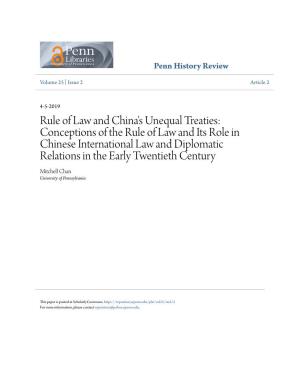 Rule of Law and China's Unequal Treaties