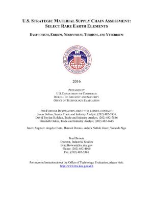 U.S. Strategic Material Supply Chain Assessment: Rare Earth Elements