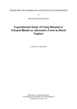 Experimental Study of Using Butanol Or Octanol Blends As Alternative Fuels in Diesel Engines