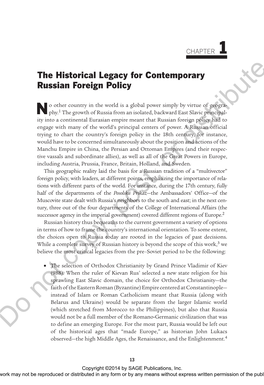 The Historical Legacy for Contemporary Russian Foreign Policy