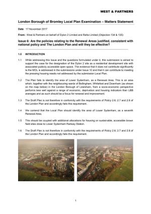 London Borough of Bromley Local Plan Examination – Matters Statement