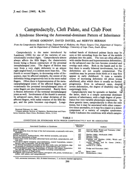 Camptodactyly, Cleft Palate, and Club Foot