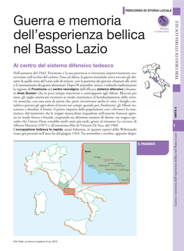 Guerra E Memoria Dell'esperienza Bellica Nel Basso Lazio