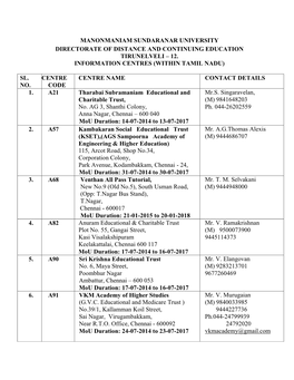 Manonmaniam Sundaranar University Directorate of Distance and Continuing Education Tirunelveli – 12