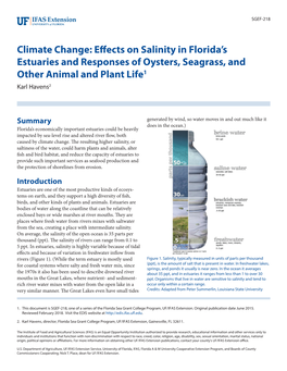 Climate Change: Effects on Salinity in Florida's Estuaries and Responses of Oysters, Seagrass, and Other Animal and Plant Life