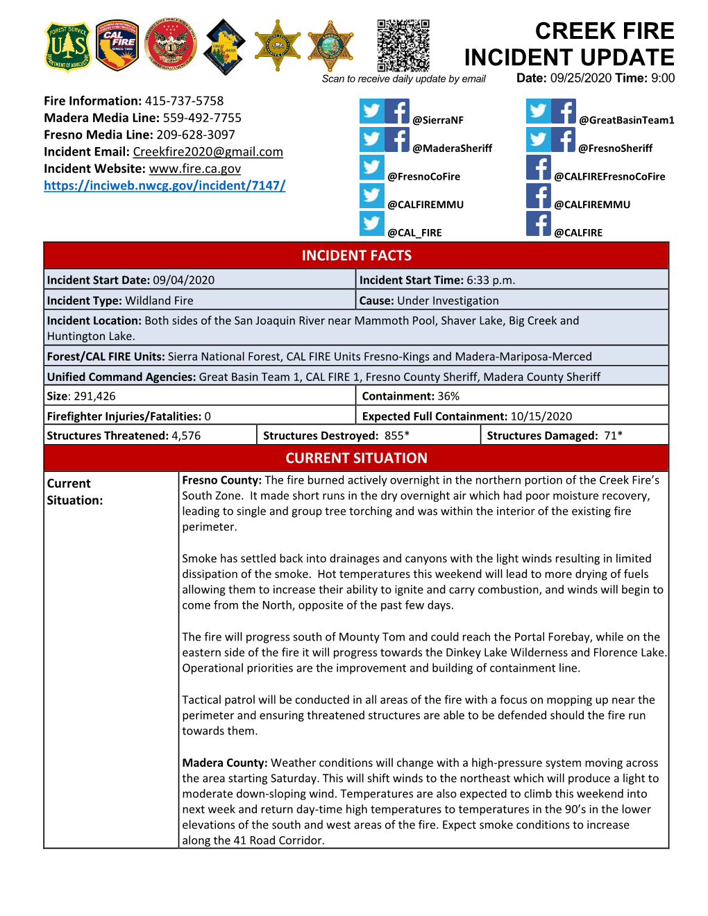 Creek Fire Incident Update