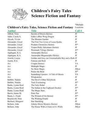 Children's Fairy Tales Science Fiction and Fantasy
