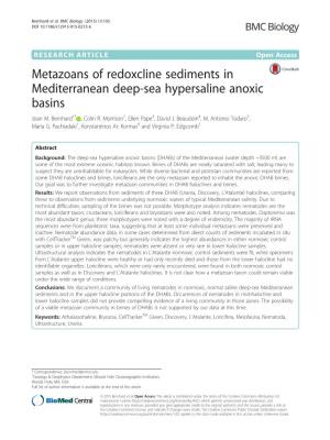 Metazoans of Redoxcline Sediments in Mediterranean Deep-Sea Hypersaline Anoxic Basins Joan M