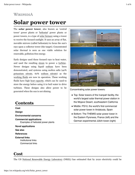 Solar Power Tower - Wikipedia 1 of 6