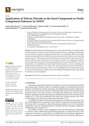 Application of Silicon Dioxide As the Inert Component Or Oxide Component Enhancer in ANFO