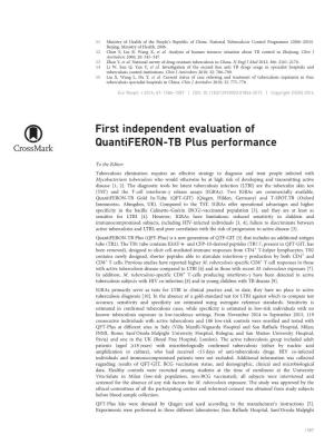 First Independent Evaluation of Quantiferon-TB Plus Performance