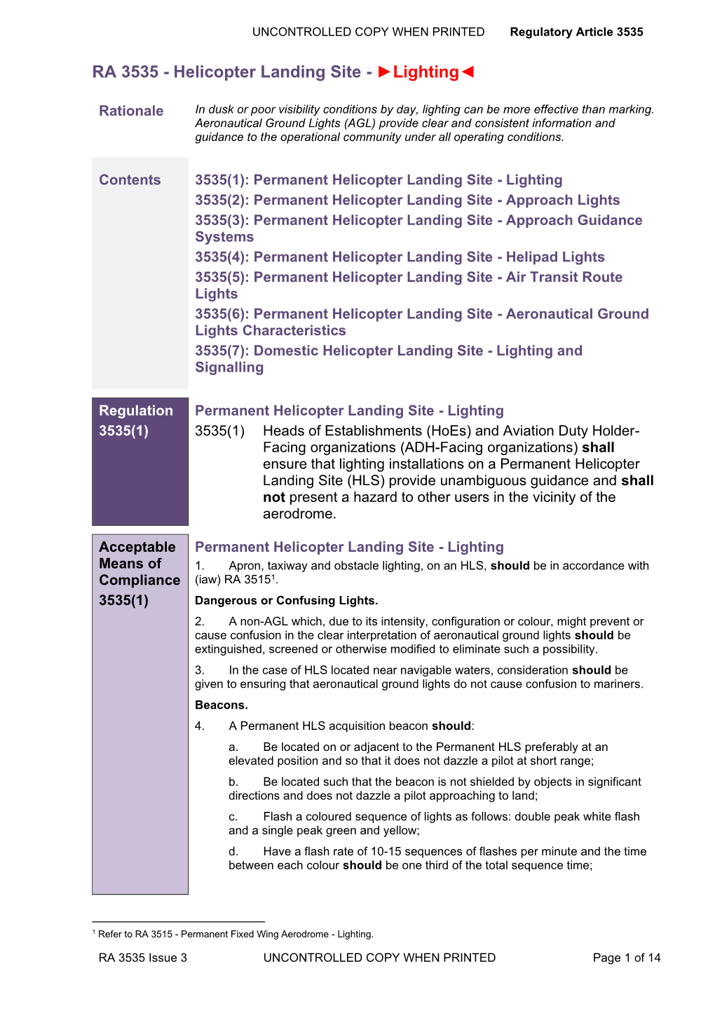 RA 3535 - Helicopter Landing Site - ►Lighting◄