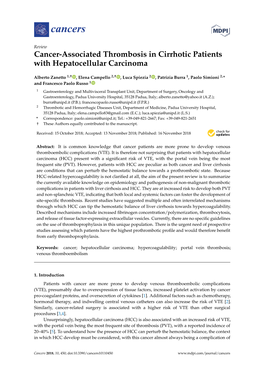 Cancer-Associated Thrombosis in Cirrhotic Patients with Hepatocellular Carcinoma