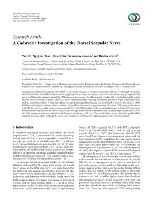Research Article a Cadaveric Investigation of the Dorsal Scapular Nerve