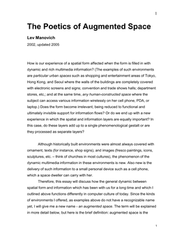 The Poetics of Augmented Space