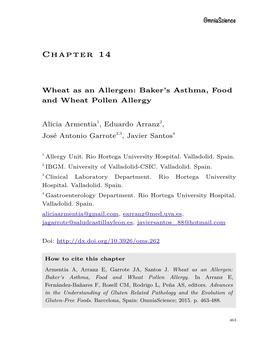 Baker's Asthma, Food and Wheat Pollen Allergy