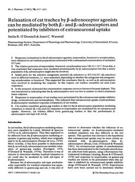 Relaxation Ofcat Trachea by 13-Adrenoceptor Agonists