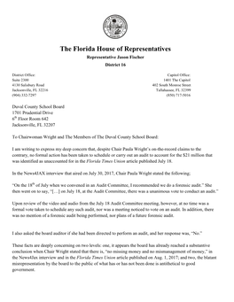 The Florida House of Representatives Representative Jason Fischer District 16