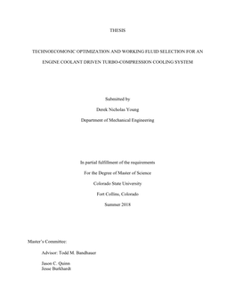 Thesis Technoecomonic Optimization and Working